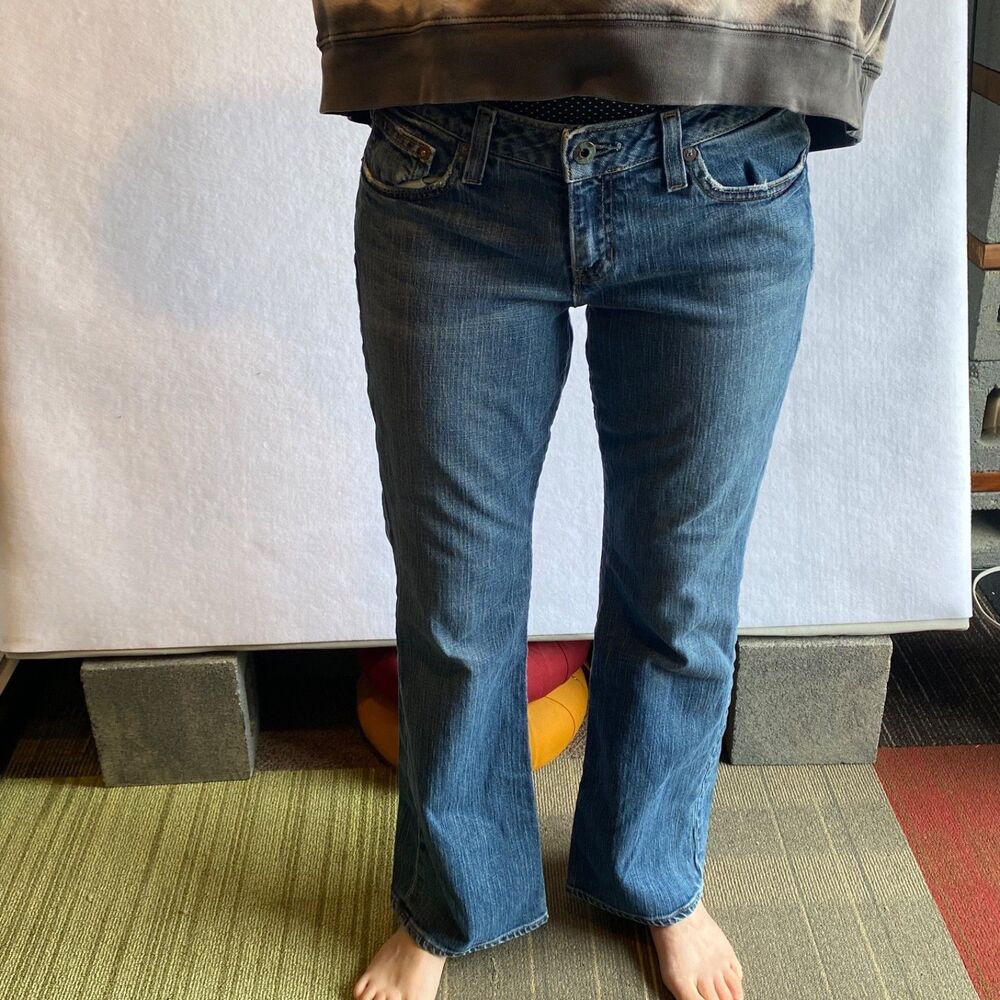 VTG 2006 Gap 1969 Low Rise FLARE Jeans Sz 8 ANK Stretch 32x28.5 Distressed Y2K